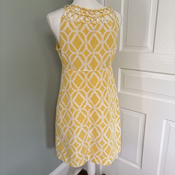 Lilly Pulitzer Jacqueline Dress Size 8 Yellow White Shift Silk Blend Sun Dress - Picture 3 of 7